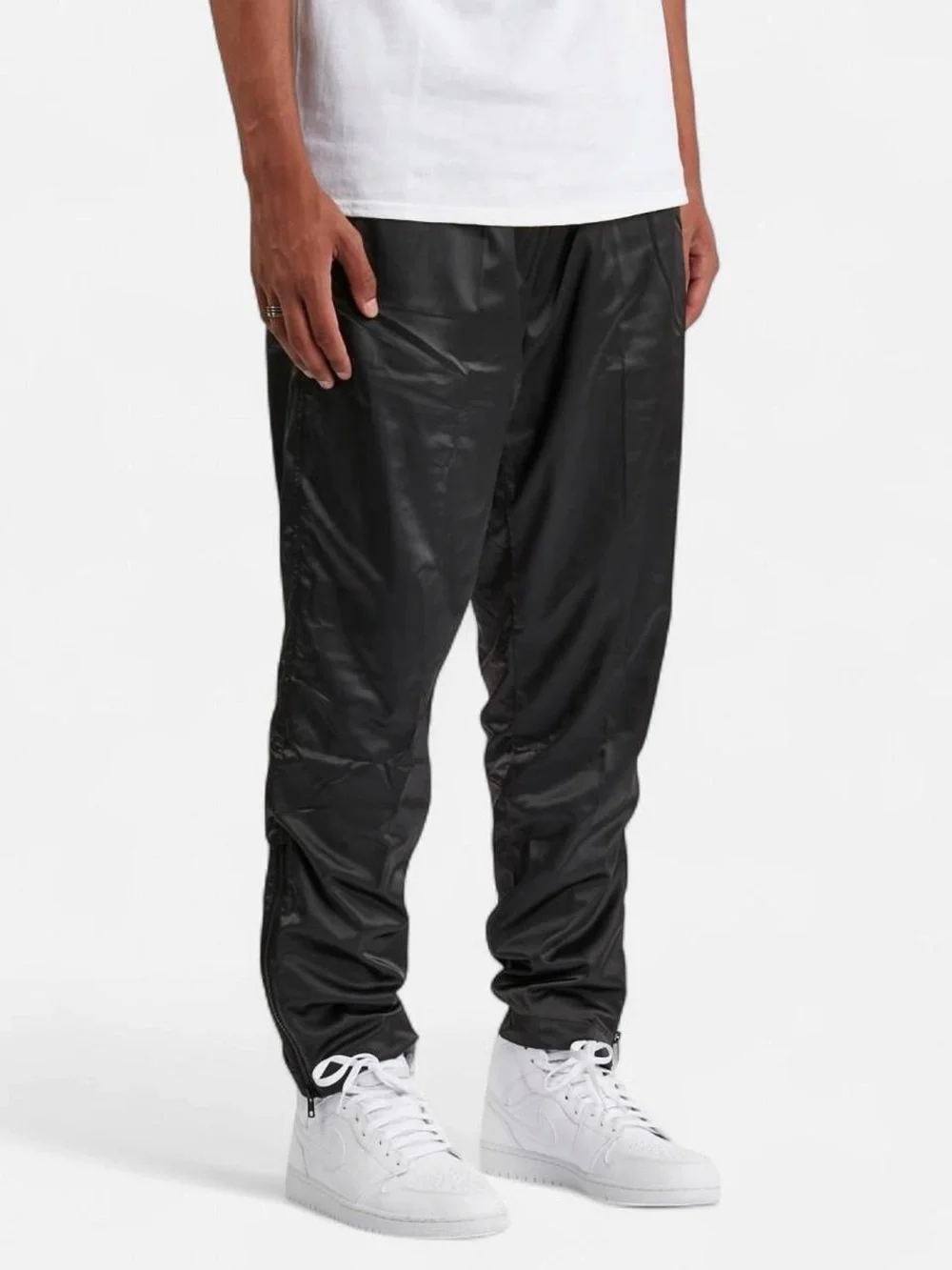 Jordan Men's Black Satin Track Pants with Red Jumpman XS